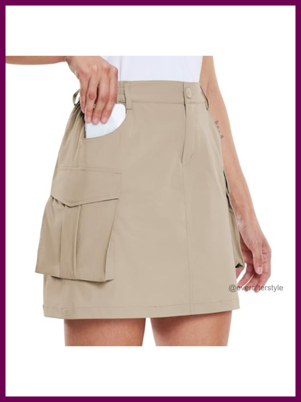 Women's Cargo Skorts Quick Dry Zip Pockets Golf Hiking Nylon Skort